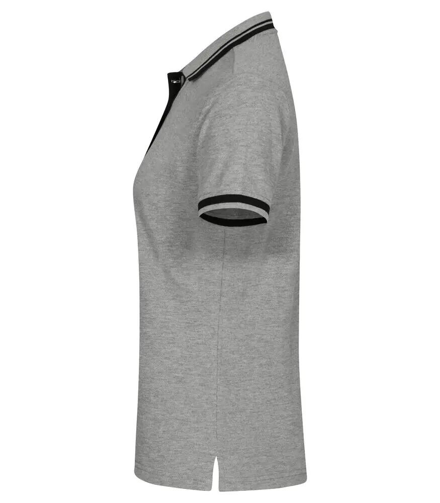 clique Polo Astoria 100% algodón gris jaspeado con rayas a contraste 3/4
