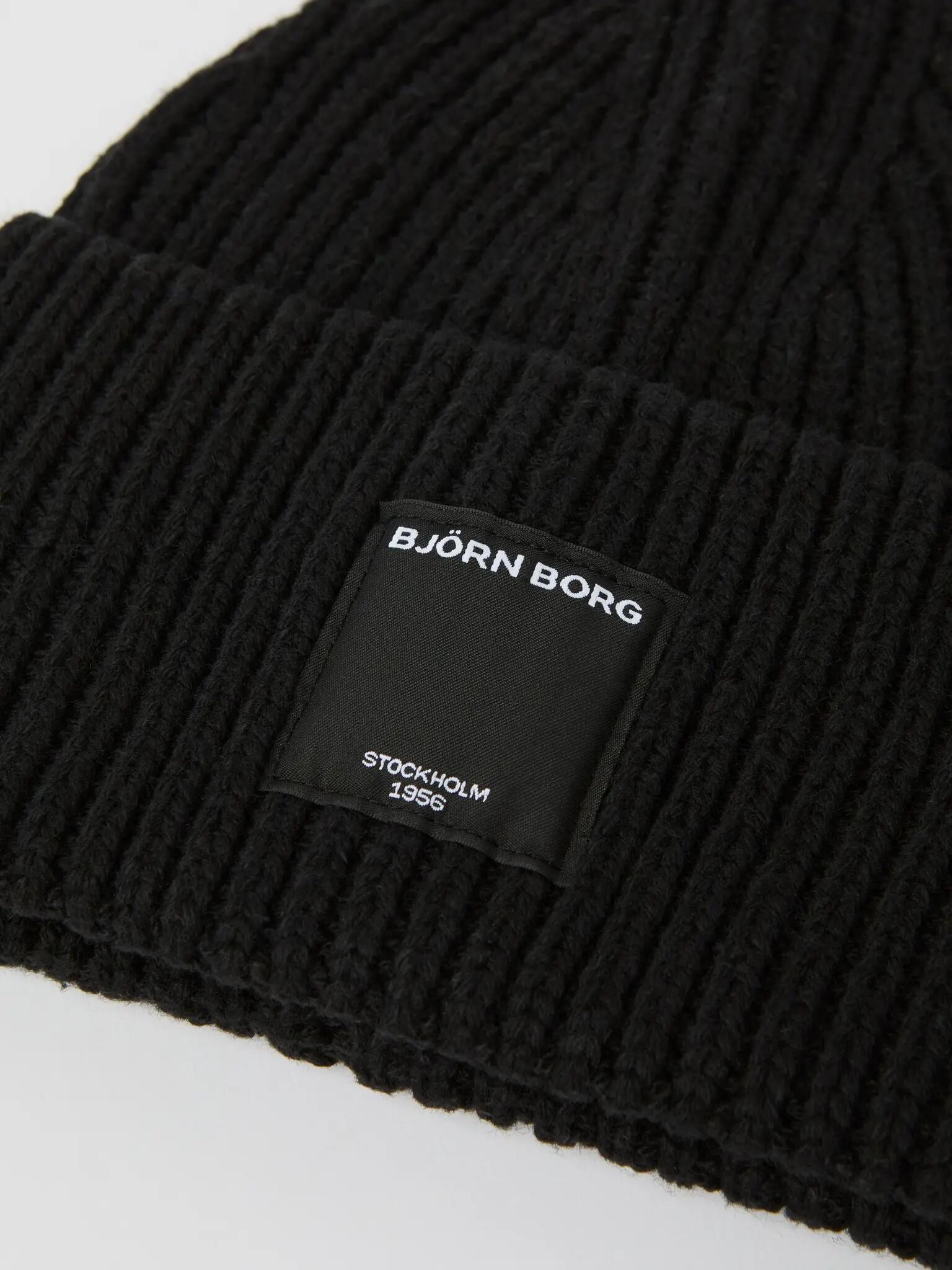 bjorn_borg CENTRE KNIT BEANIE gorro em poliéster reciclado - BLACK BEAUTY 2/2