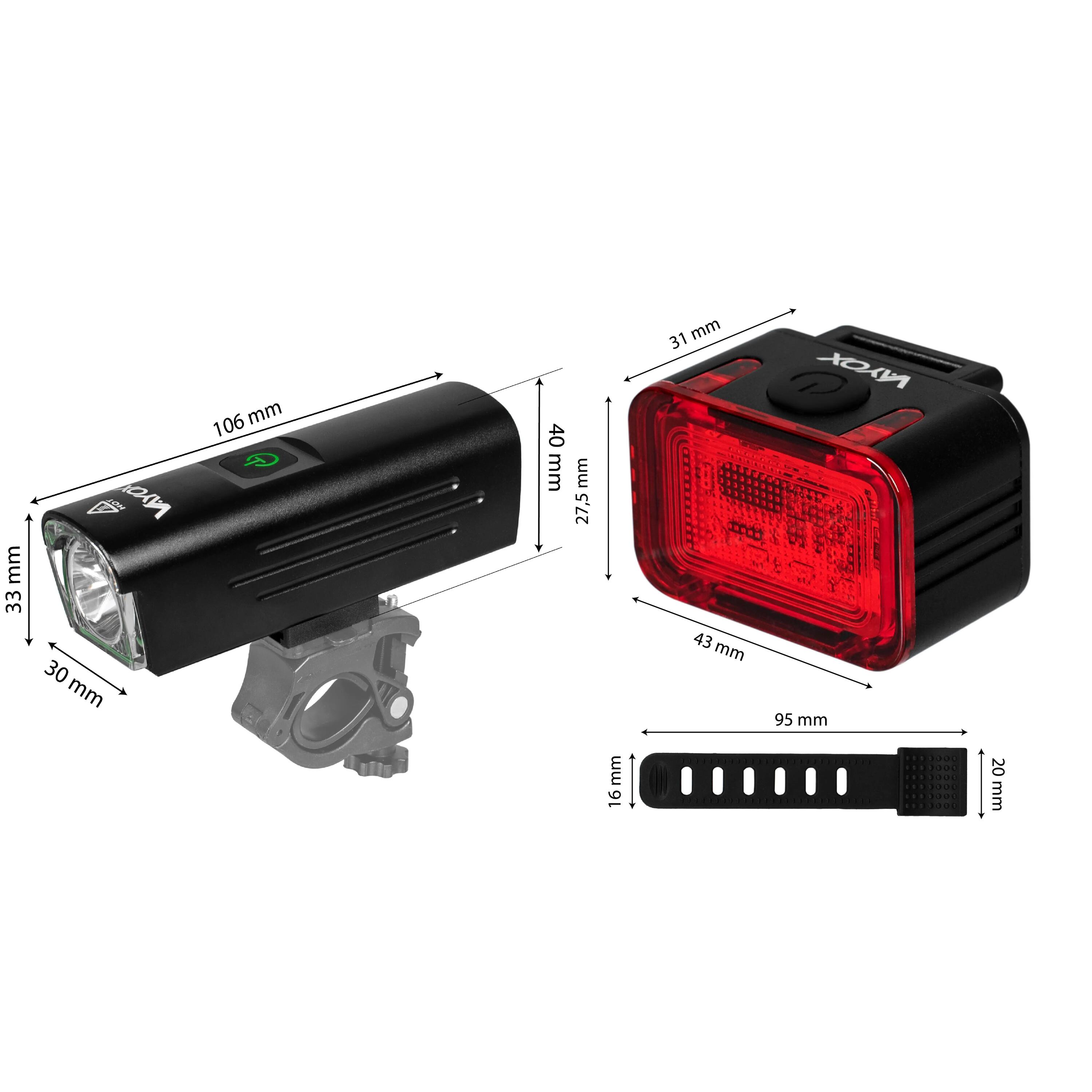 Set fietsverlichting VAYOX VA0046 + VA0152 LED-lampen voor en achter 14/15