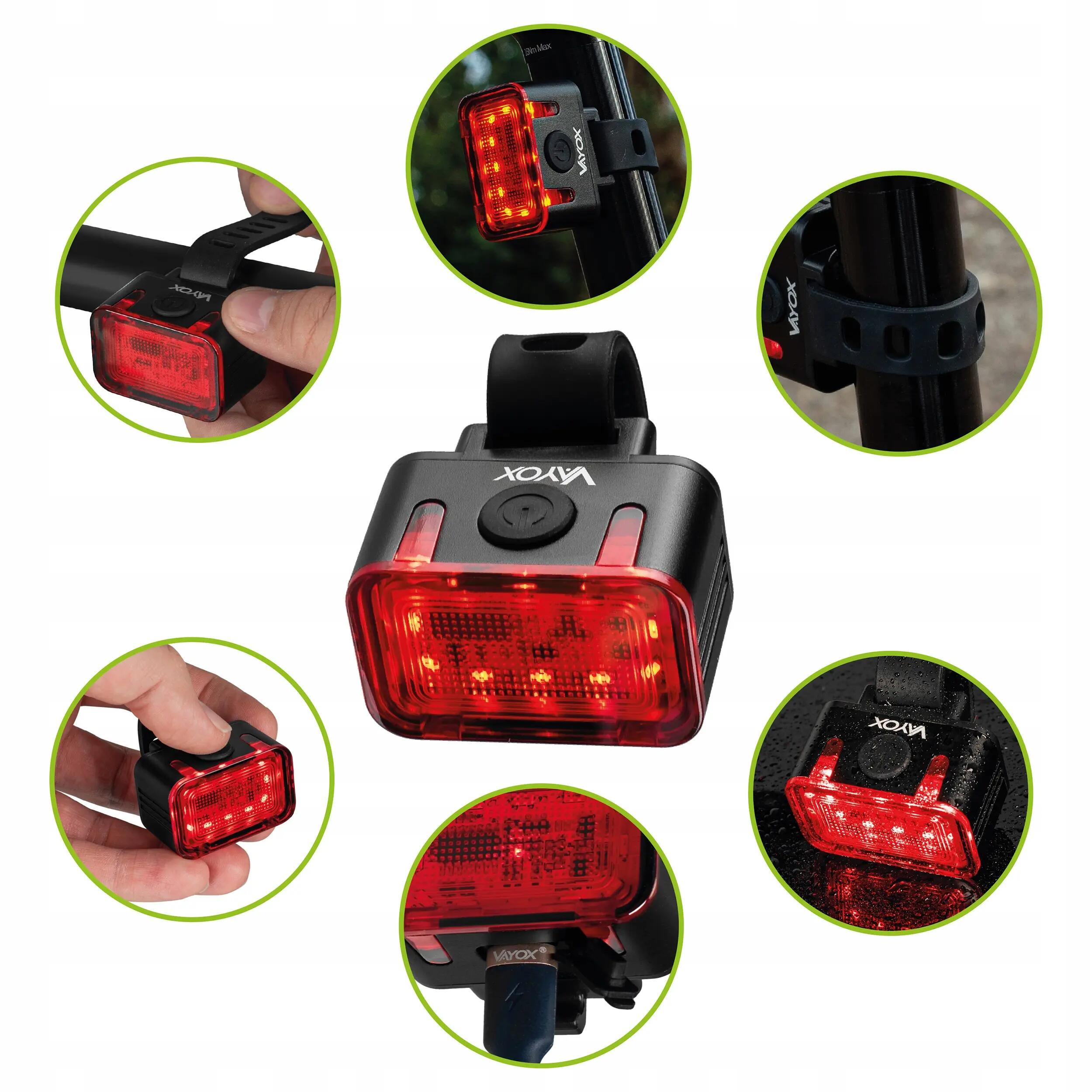 Luce posteriore per bici Vayox VA0152 300 lm, luce rossa, USB-C 5/15