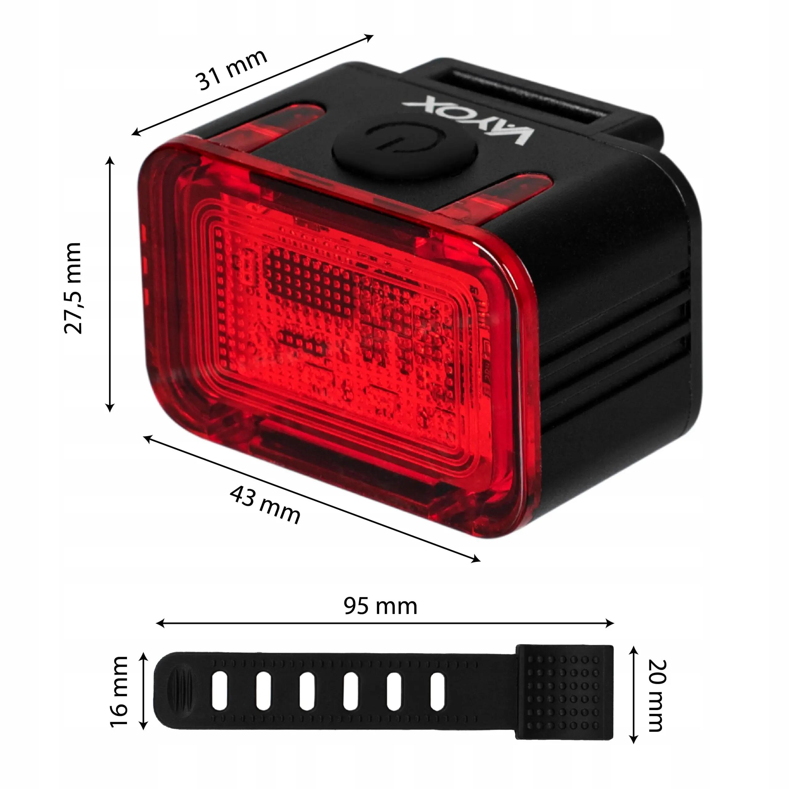 Luce posteriore per bici Vayox VA0152 300 lm, luce rossa, USB-C 14/15