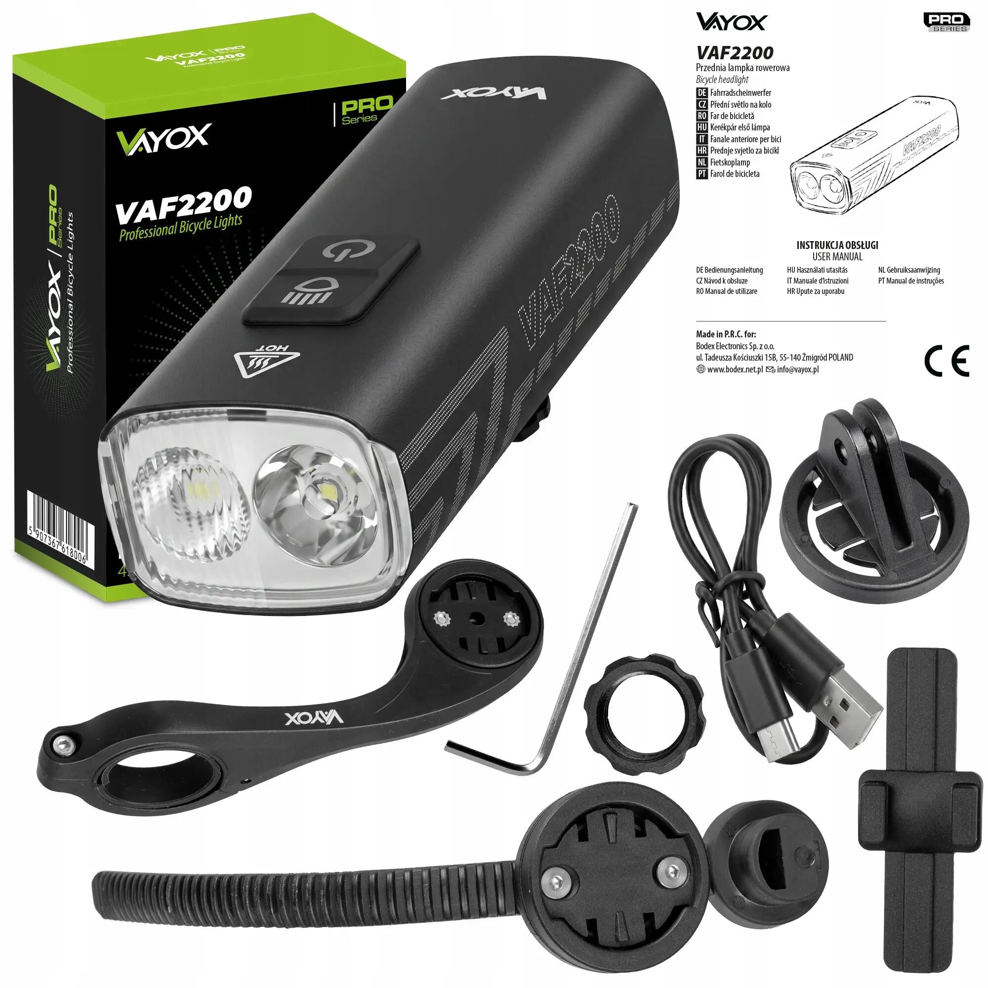 Luz frontal para bicicleta com suporte para ciclocomputador Vayox VAF2200 2200lm 15/16