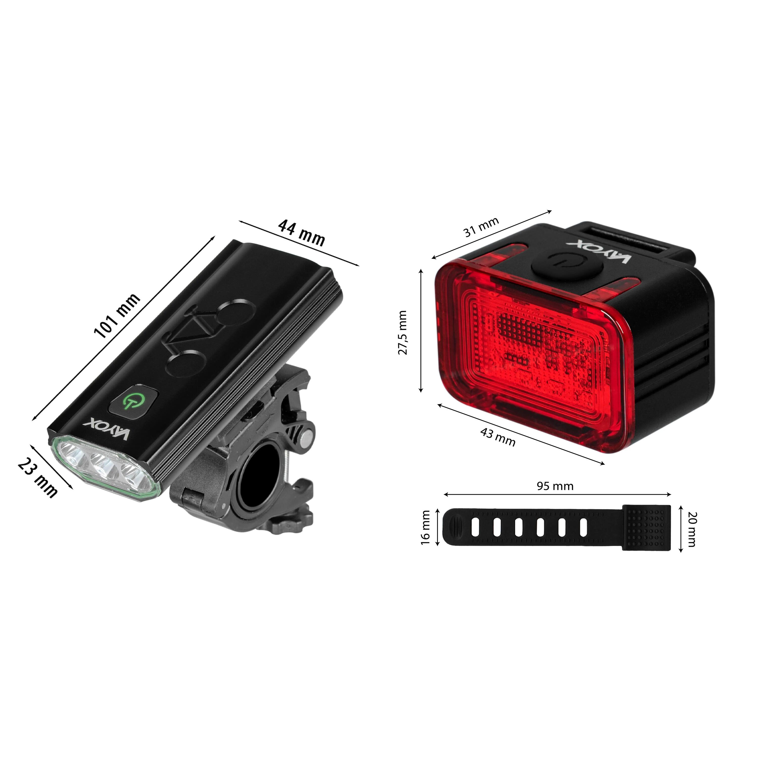 Sada cyklistických světel VA0112 + VA0152 přední a zadní USB-C 14/16