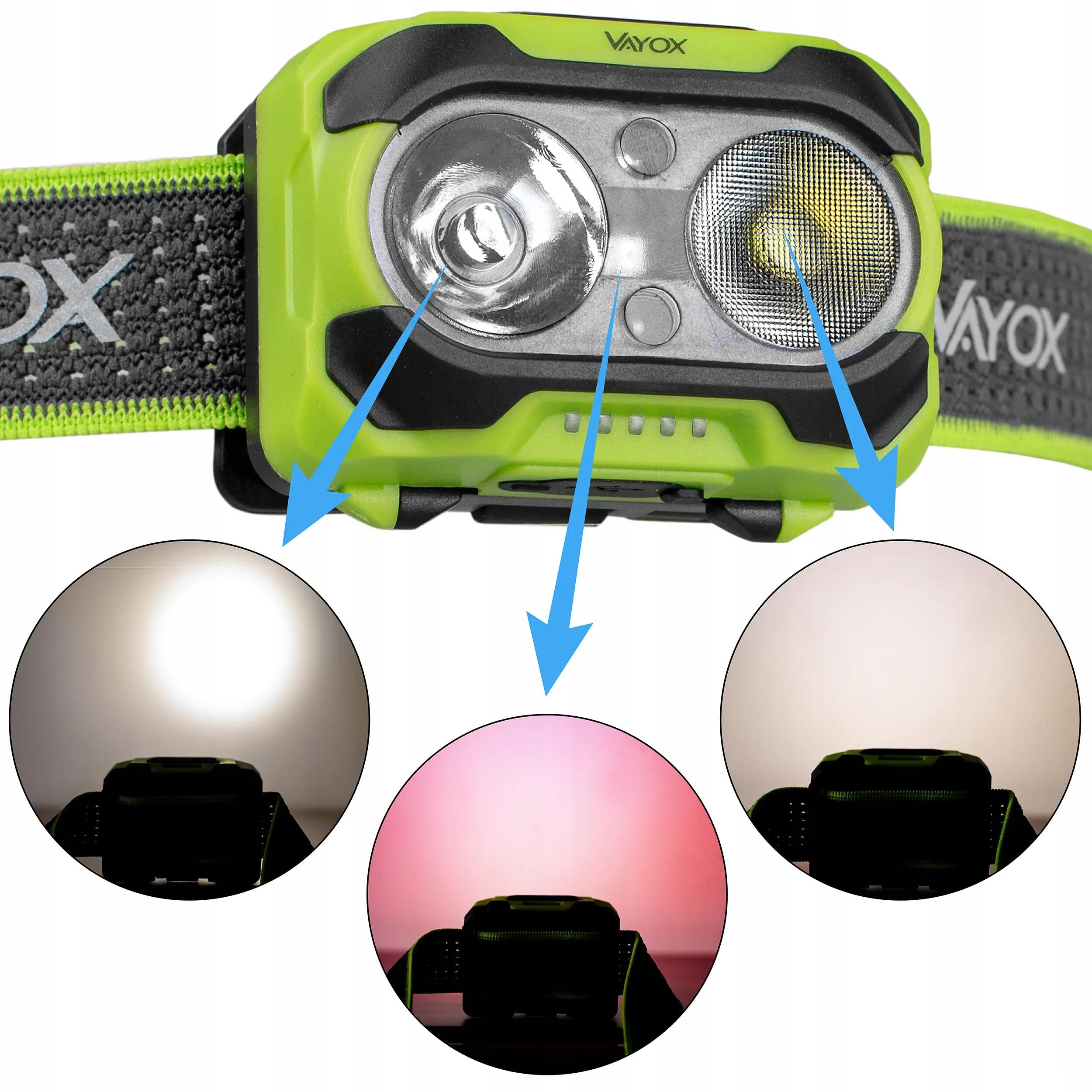 Latarka czołowa Vayox VA0361 TwinBeam 600lm akumulatorowa USB-C 8/16