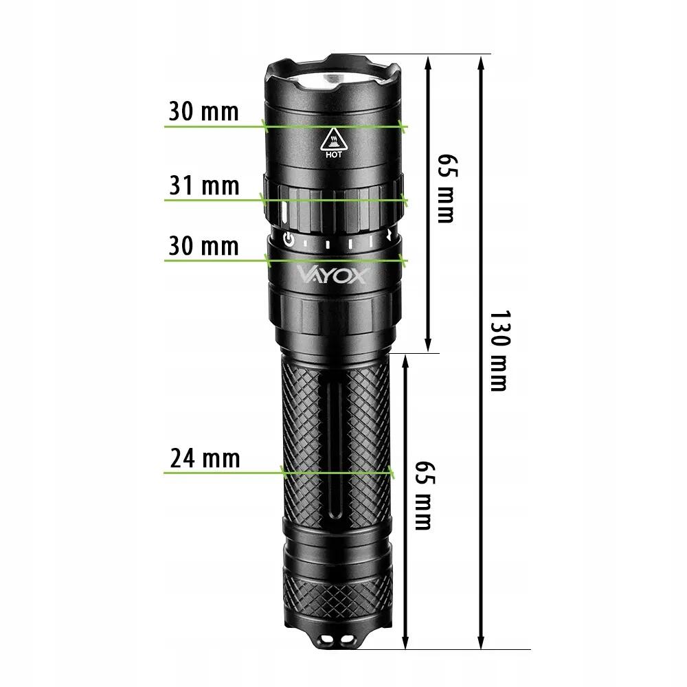 Lampe de poche manuelle Vayox VA0077, rechargeable, 1500lm 14/16
