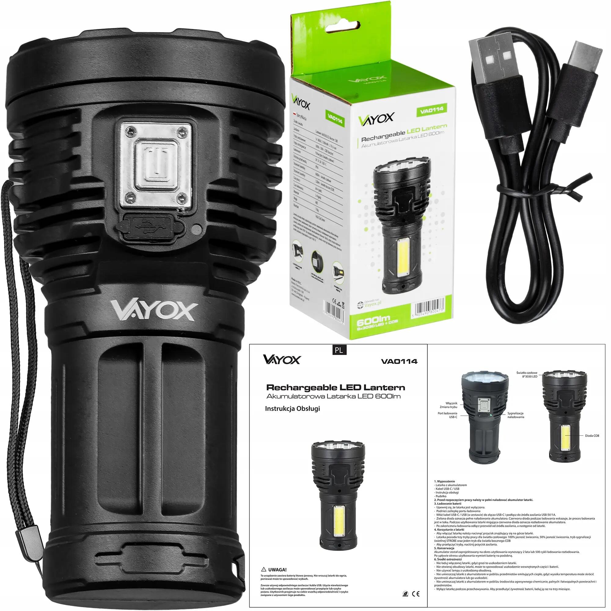 Projecteur Vayox VA0114 avec éclairage latéral 600lm 15/15