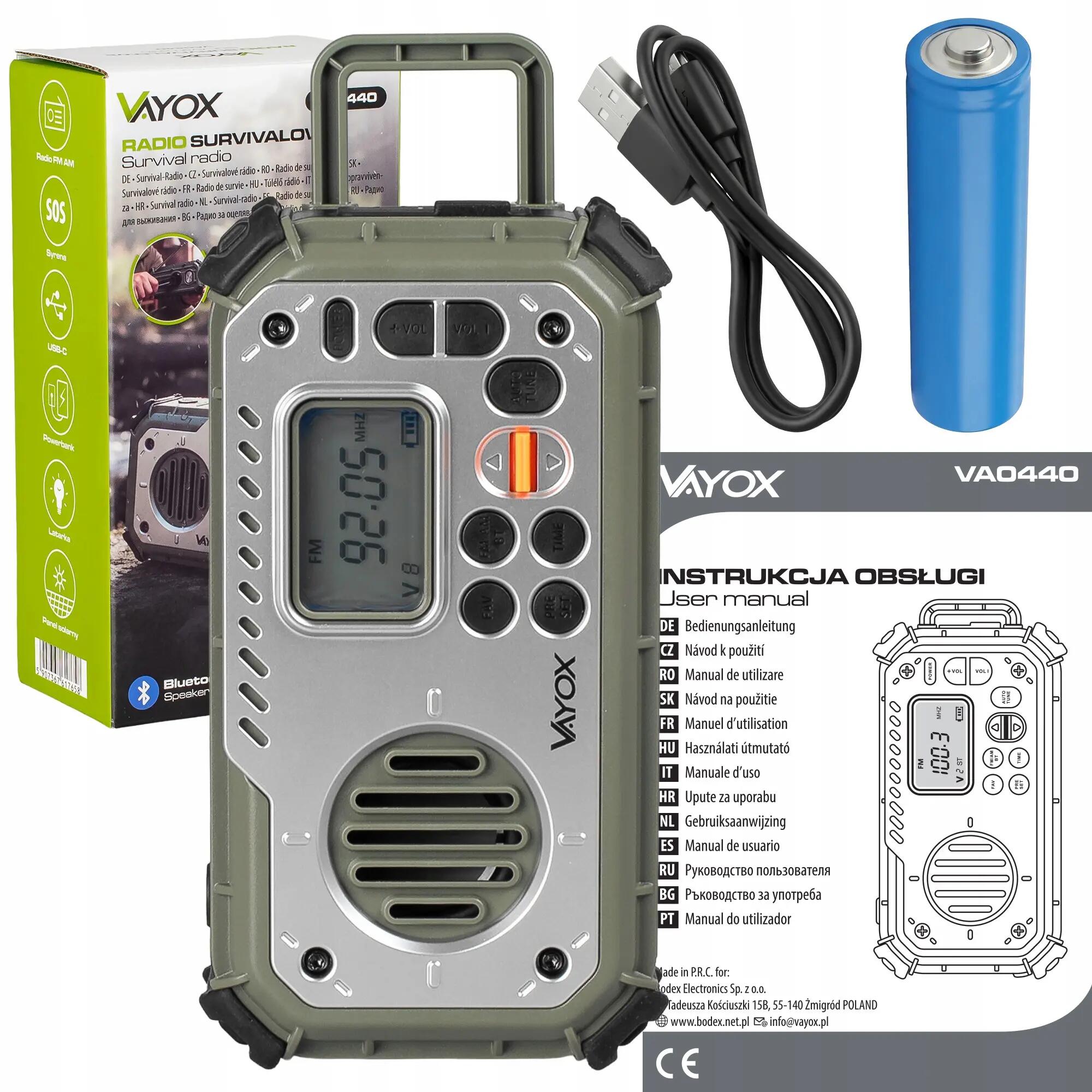 Radio de randonnée Vayox VA0440 Bluetooth, Powerbank, Solaire, Dynamo 15/15