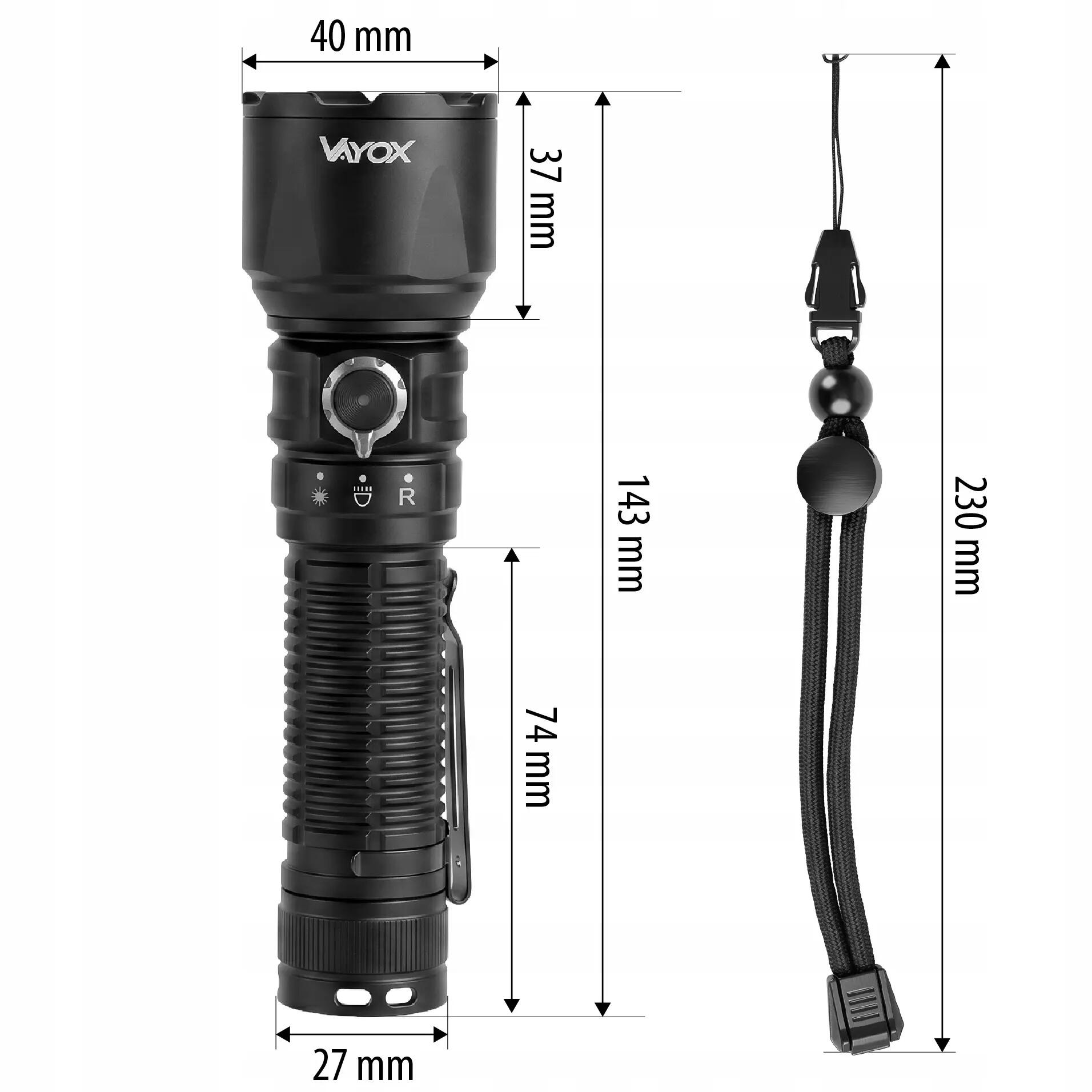 Lanterna recarregável Vayox VA0457 com laser 20W 2000lm 14/15