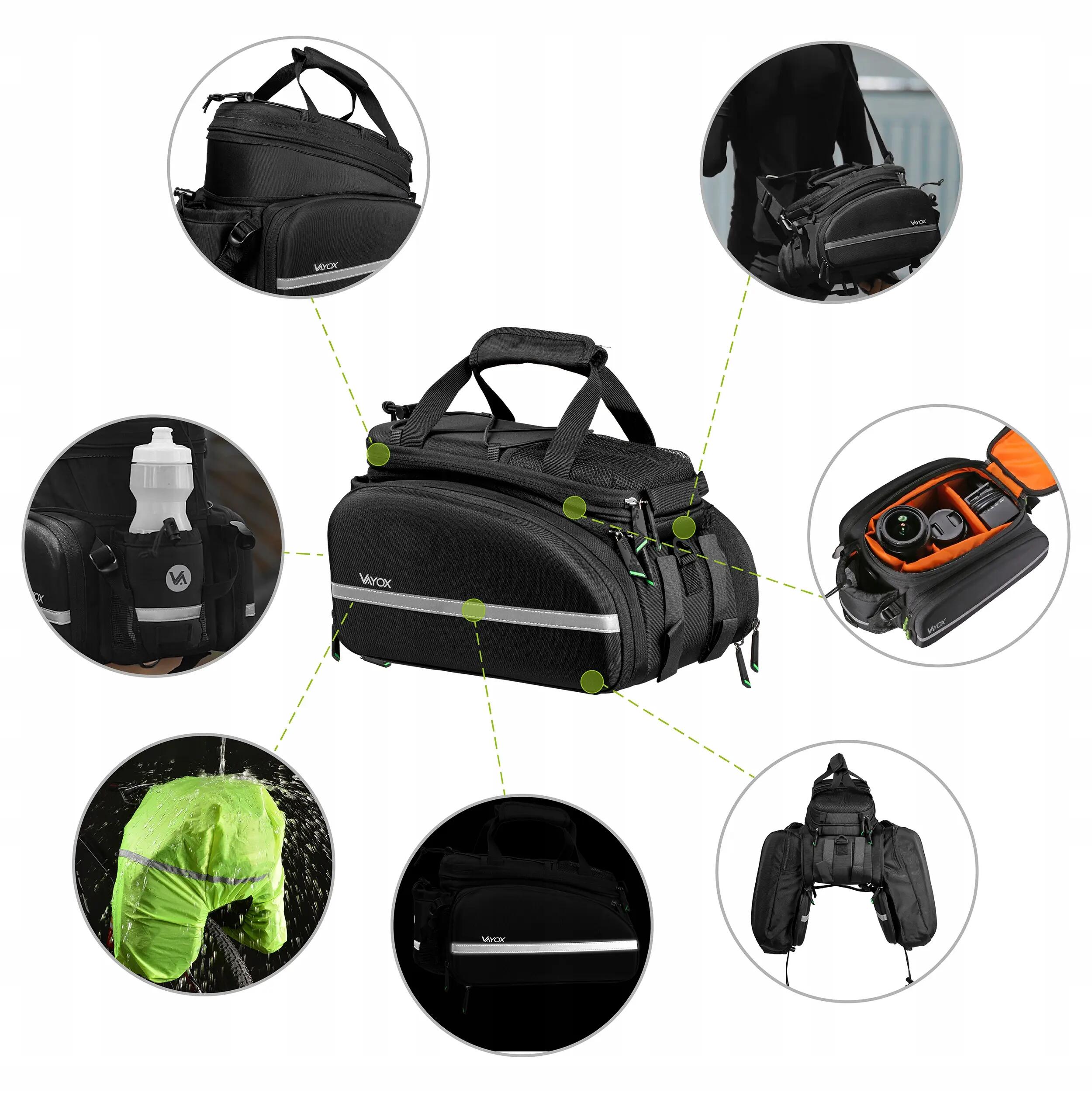 Torba rowerowa na bagażnik VAYOX VA0346 wodoodporna rozkładana 35L 5/16
