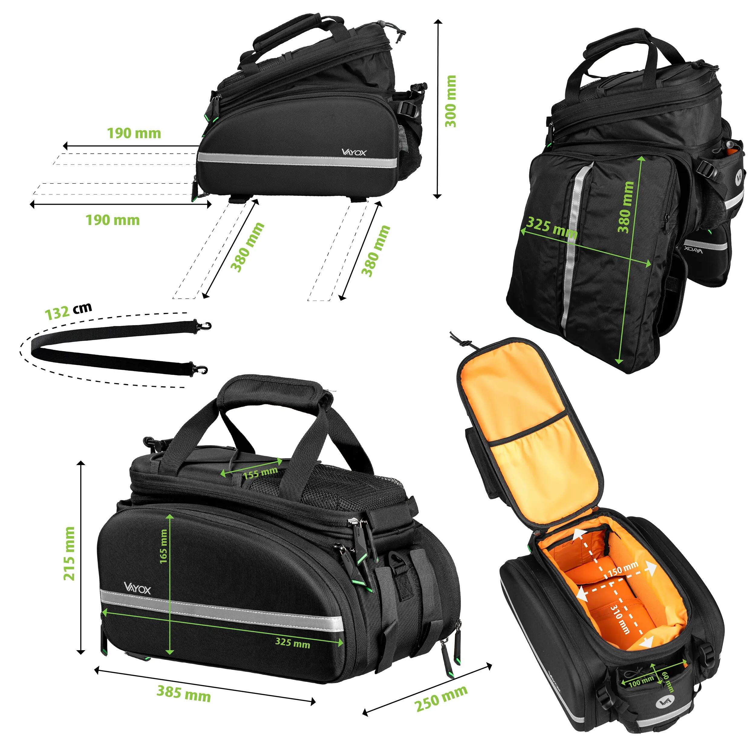 Torba rowerowa na bagażnik VAYOX VA0346 wodoodporna rozkładana 35L 15/16