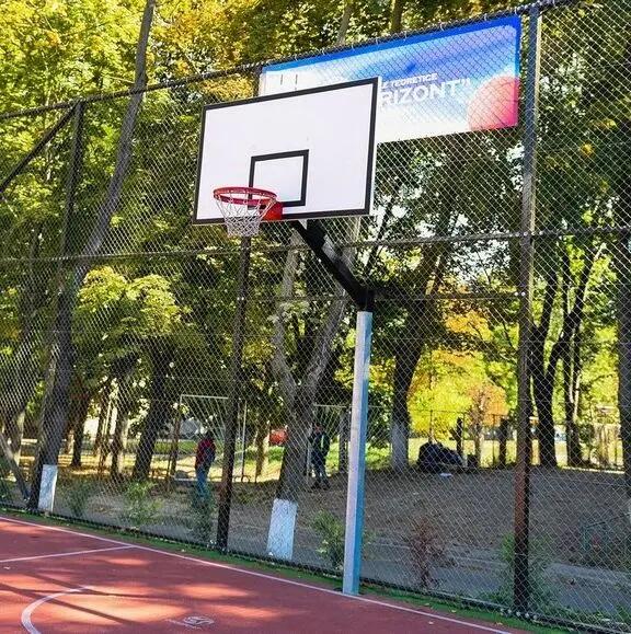 Sistem baschet mono stalp MODEL101, panou fibra 180x105 cm, inel si plasa, cupa 8/10