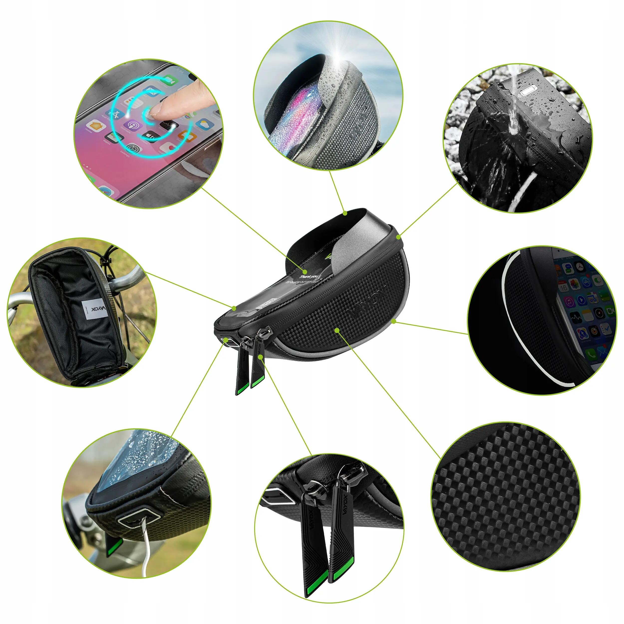 Fietstas voor stuur VAYOX VA0169 met telefoonhoesje. 5/15