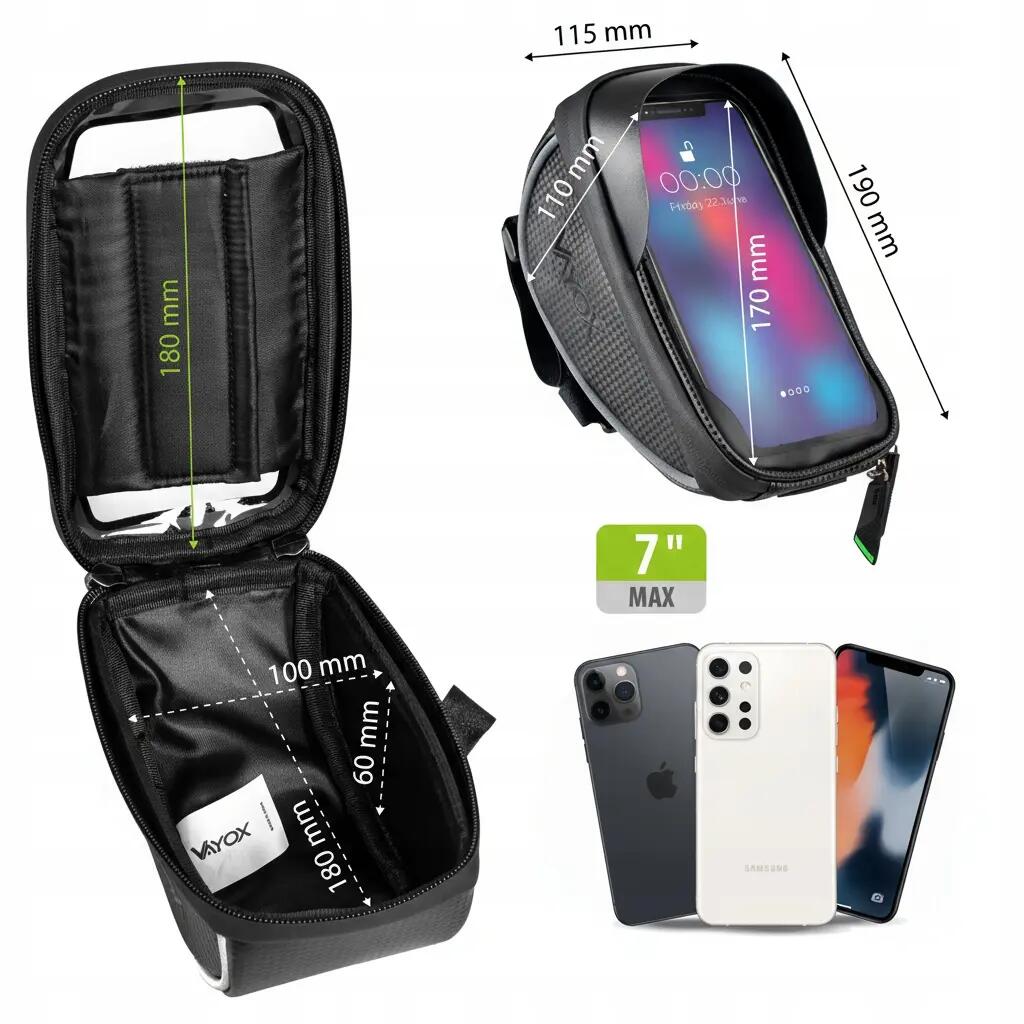 Fietstas voor stuur VAYOX VA0169 met telefoonhoesje. 14/15