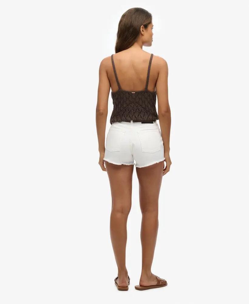 superdry High Rise Denim Shorts 100% biologisch katoen, OPTIC 5/5