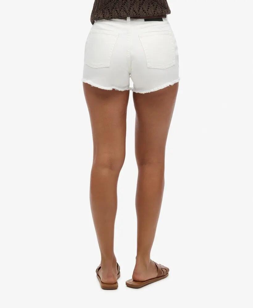superdry High Rise Denim Shorts 100% biologisch katoen, OPTIC 3/5