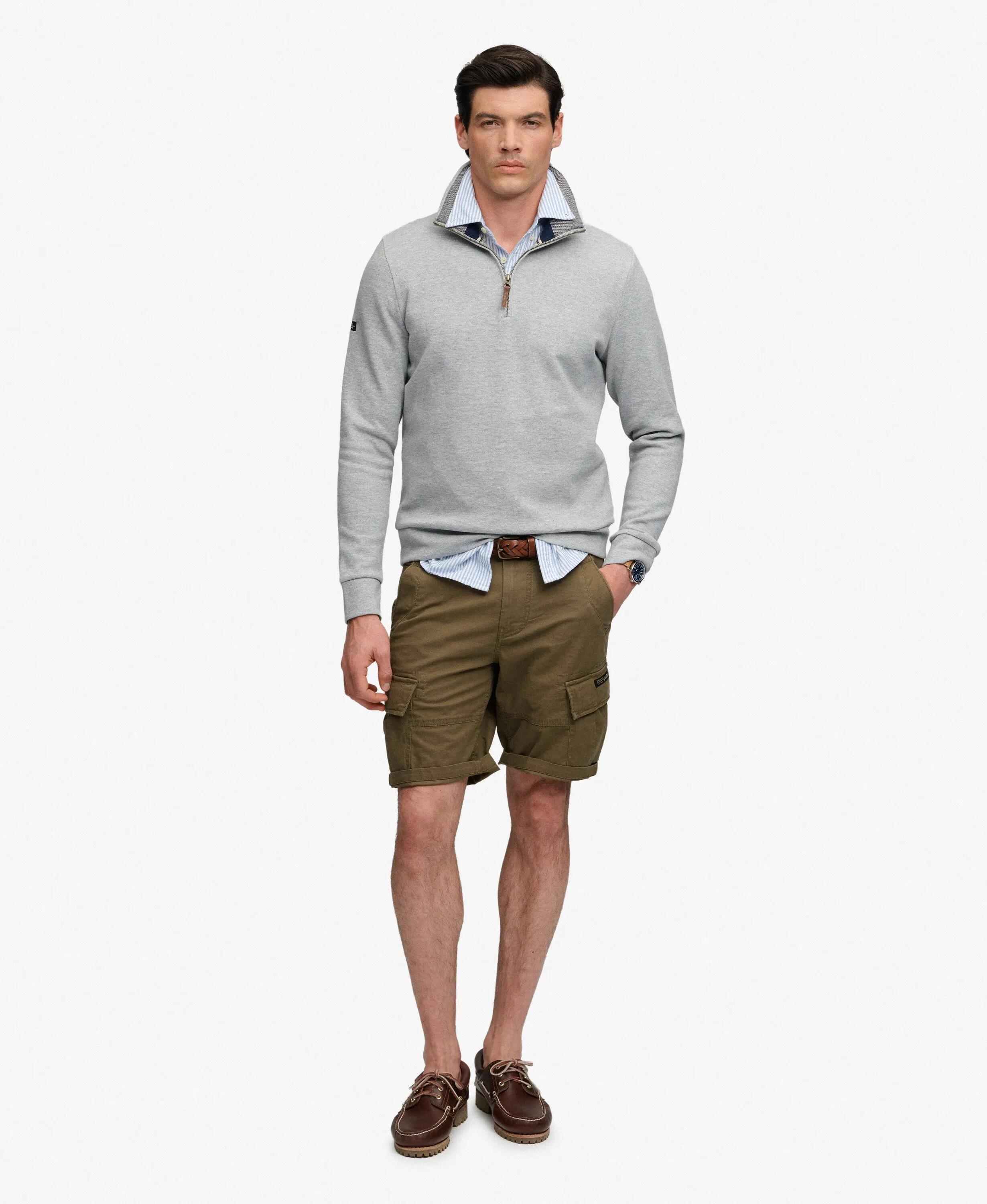 Sweatshirt de piquê com gola com fecho éclair Superdry Essential 3/6