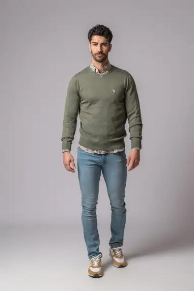 JERSEY CUELLO PICO VERDE DESLAVADO 5/5