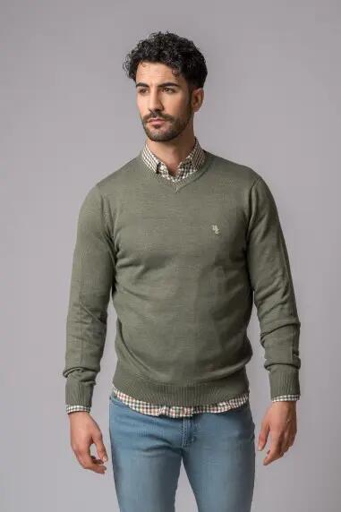 JERSEY CUELLO PICO VERDE DESLAVADO 2/5