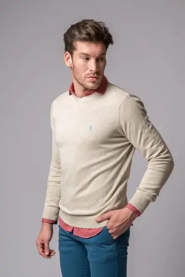JERSEY CUELLO PICO CREMA 1/4