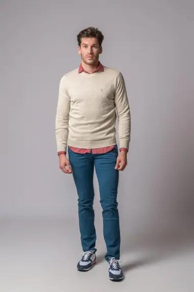 JERSEY CUELLO PICO CREMA 3/4