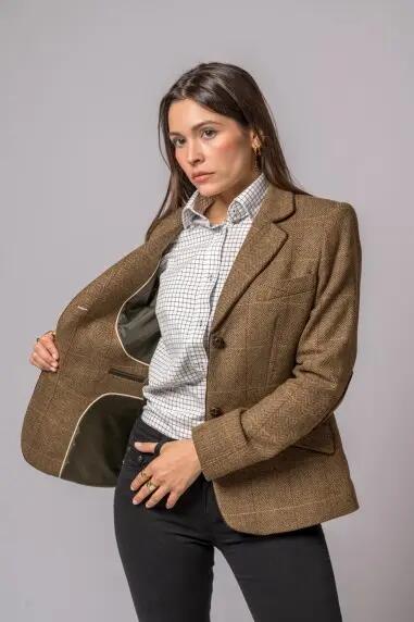 CHAQUETA LANA ESPIGA RAYA ROJA 4/5