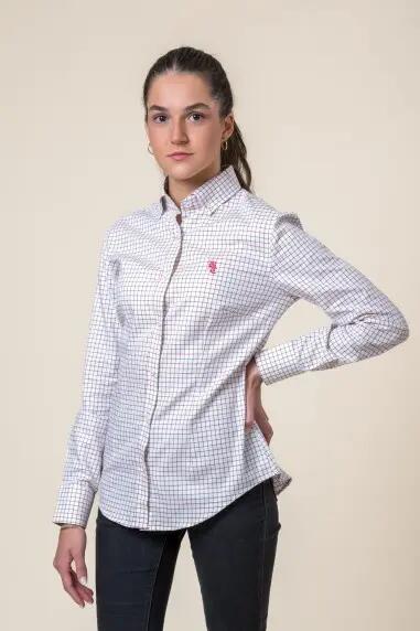 CAMISA CUADROS ROSA Y VERDE 3/4