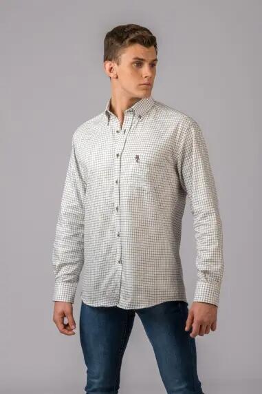 CAMISA CUADROS MARRÓN Y VERDE 3/5