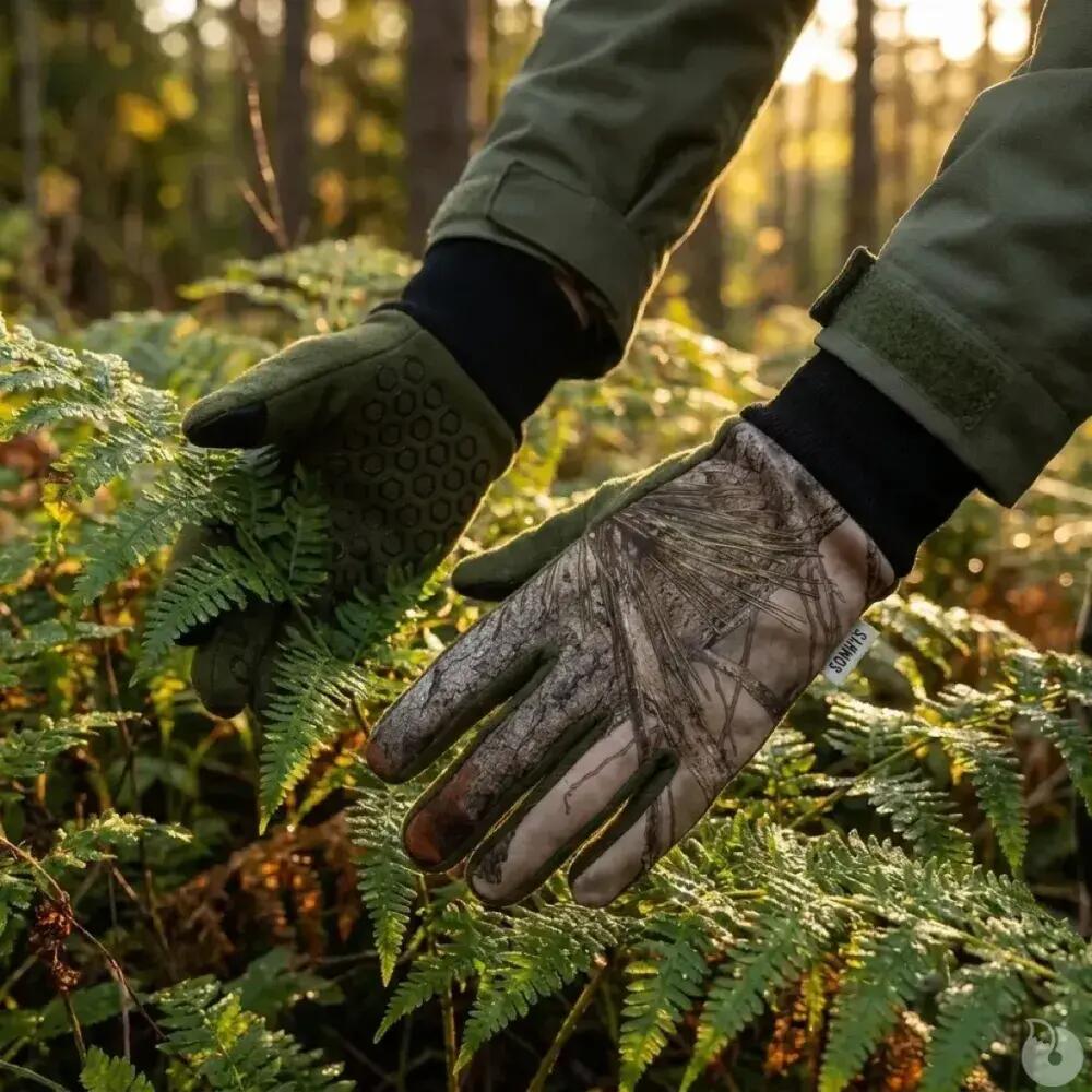 Gants anti-glisse déperlant polyester camo forest kaki 8 et 9 1/5