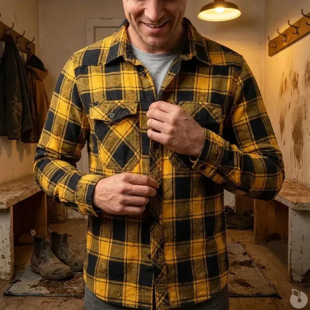 Chemise à carreaux Brandit® - Jaune et noire - Homme 3/4