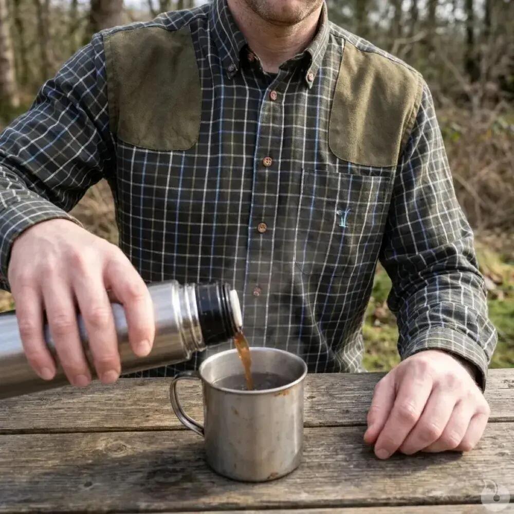 Chemise Percussion Sologne 100% coton marron taille S à 3XL 3/5