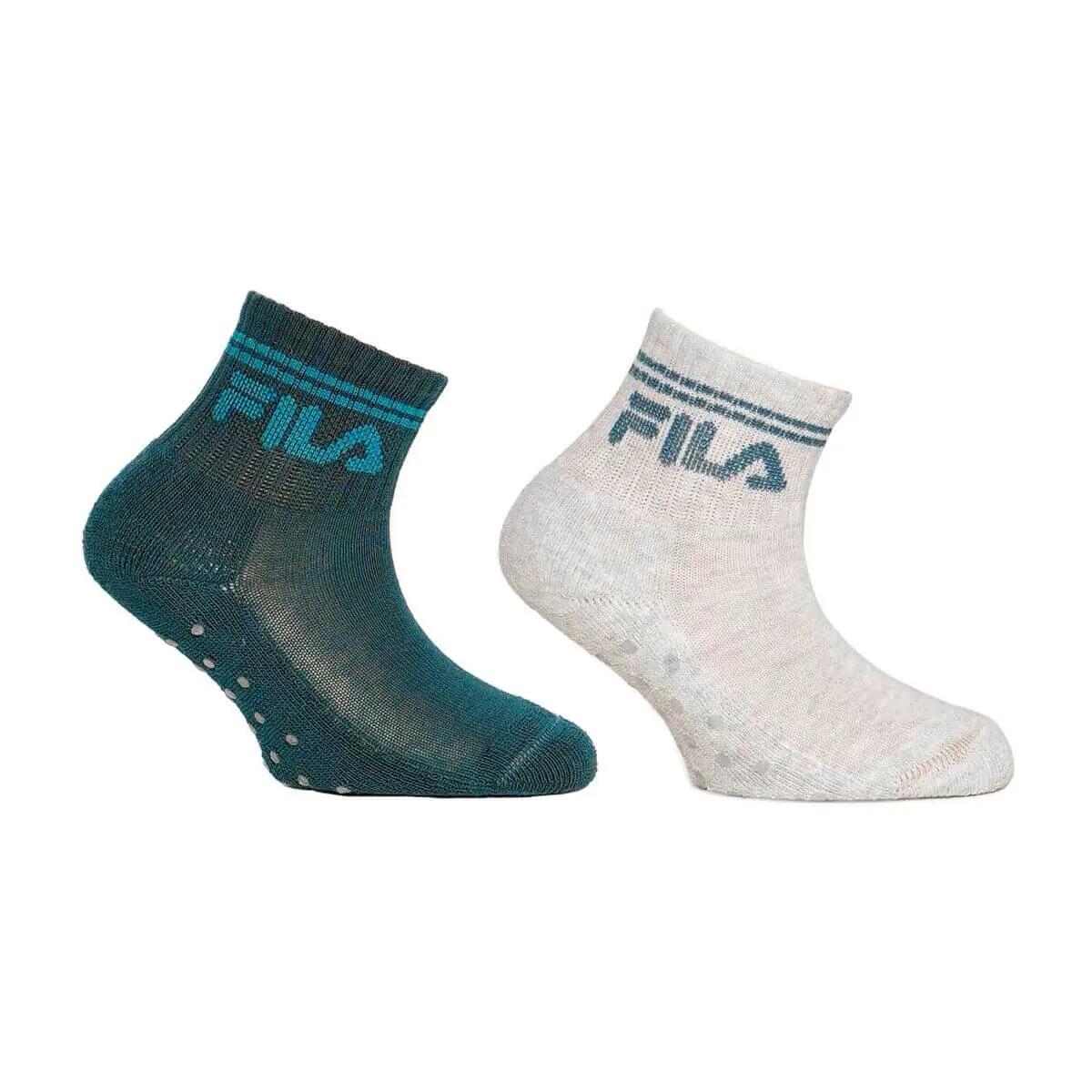 JUNIOR QUARTER PLAIN SOCKS WITH ABS 2 PACK 3/7