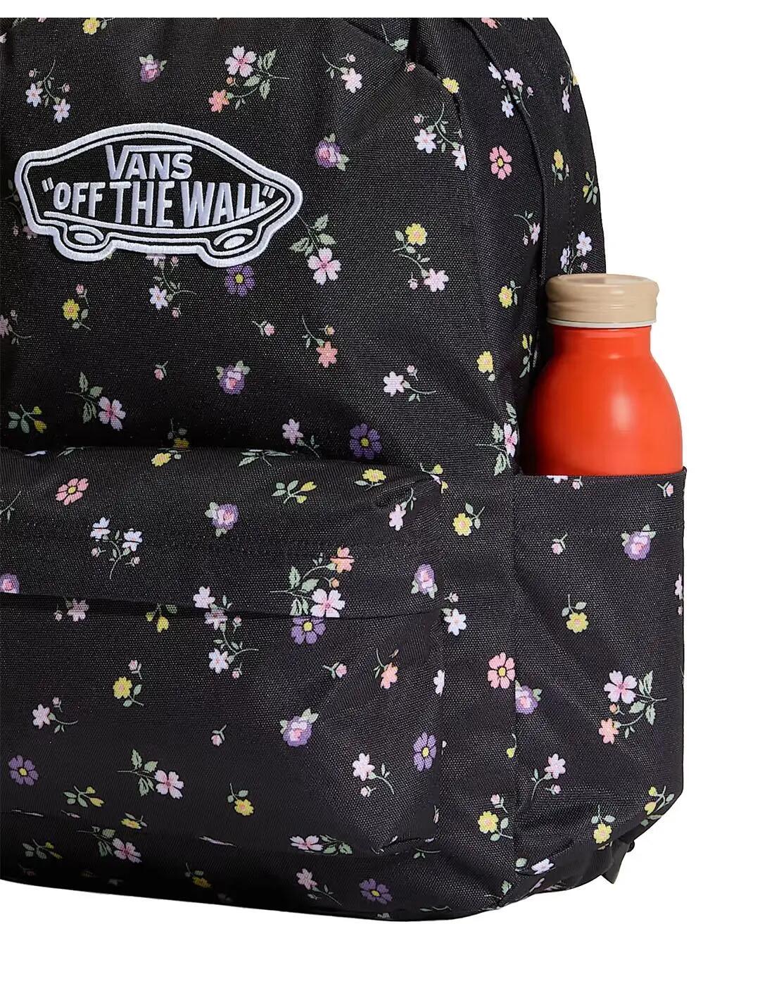 Mochila Negra con Flores Old Skool Classic Backpack - Diseño Icónico, Espaciosa 6/6