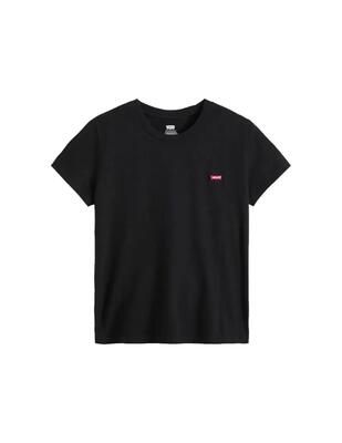 Maglietta da donna Levis con logo piccolo nero.