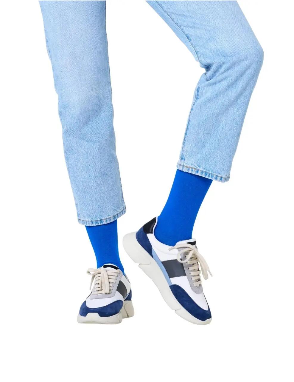 Chaussettes et doublures de chaussettes pour hommes Happy socks Solid Bleu 2/4