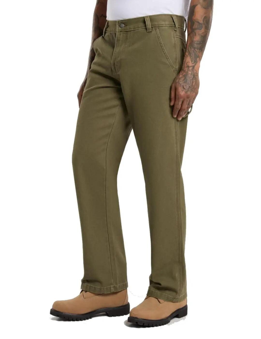 Calça masculina Dickies Carpenter reta Verde 3/4