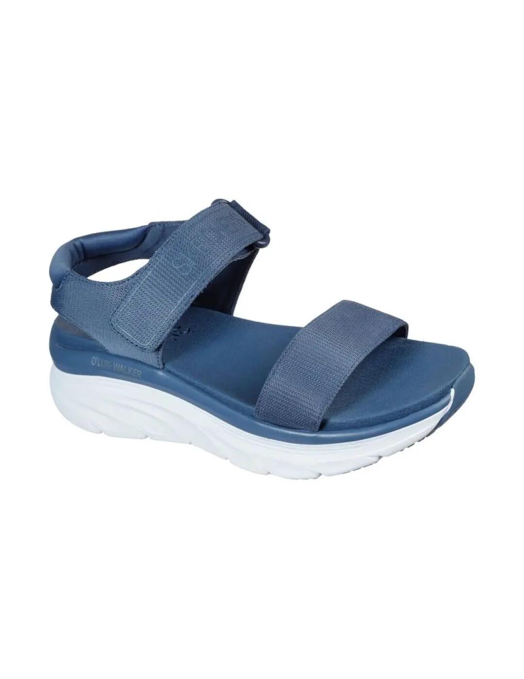 Sandálias para Mulher Skechers D`lux walker new block Azul. 3/5