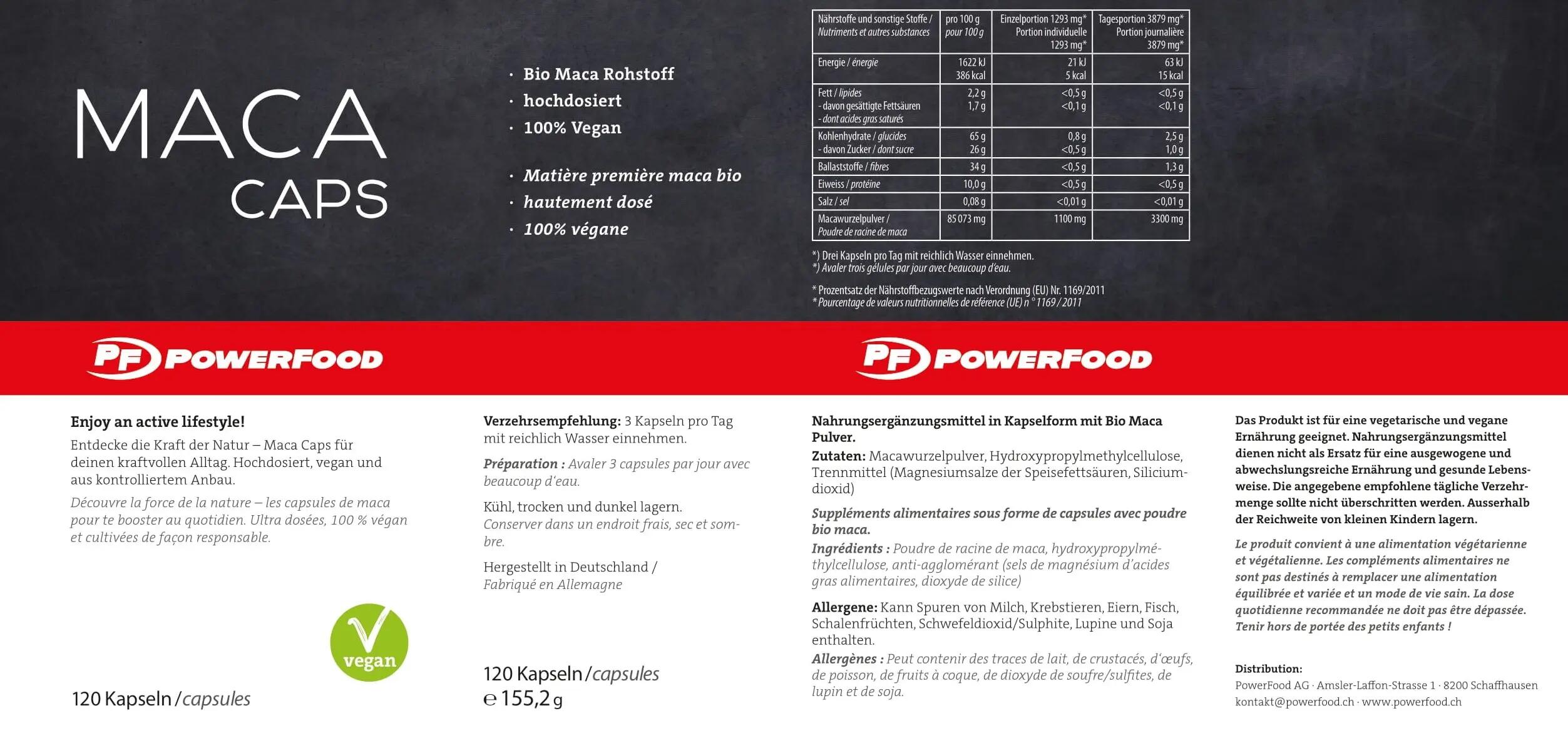 PowerFood One Maca — 120 Vegan Capsules, 3300 mg/day 3/3