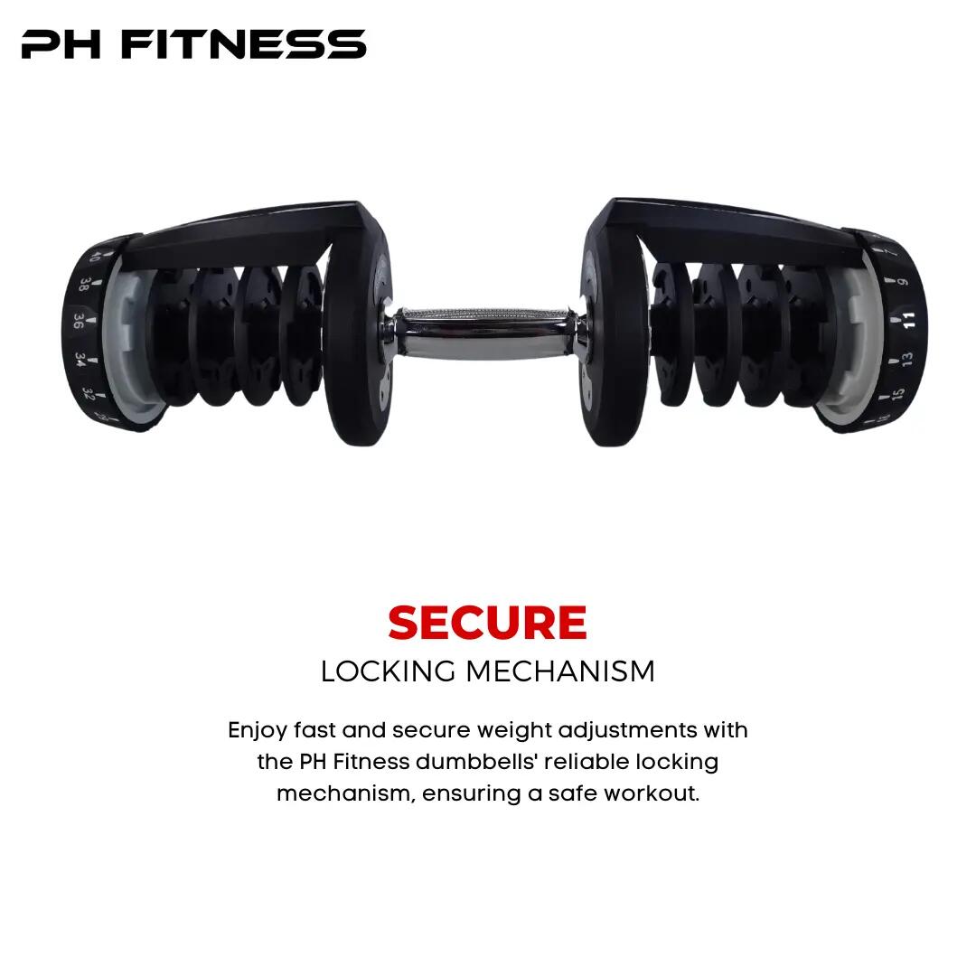 Manubri regolabili Smart set 2 × 40 kg | PH Fitness 8/9