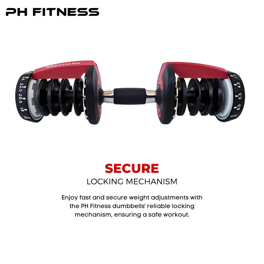 Manubri regolabili Smart set 2 × 24 kg | PH Fitness 7/9