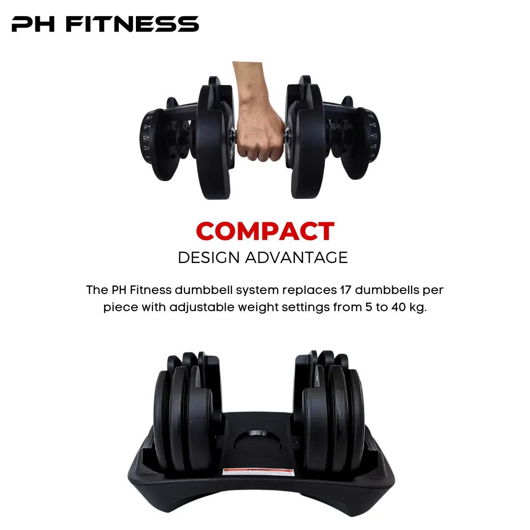 Manubri regolabili Smart set 2 × 40 kg | PH Fitness 7/9