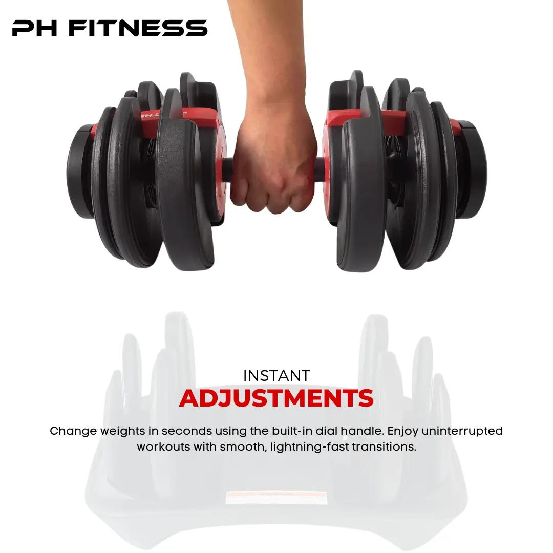 Manubri regolabili Premium set 2 × 24 kg | PH Fitness 6/9