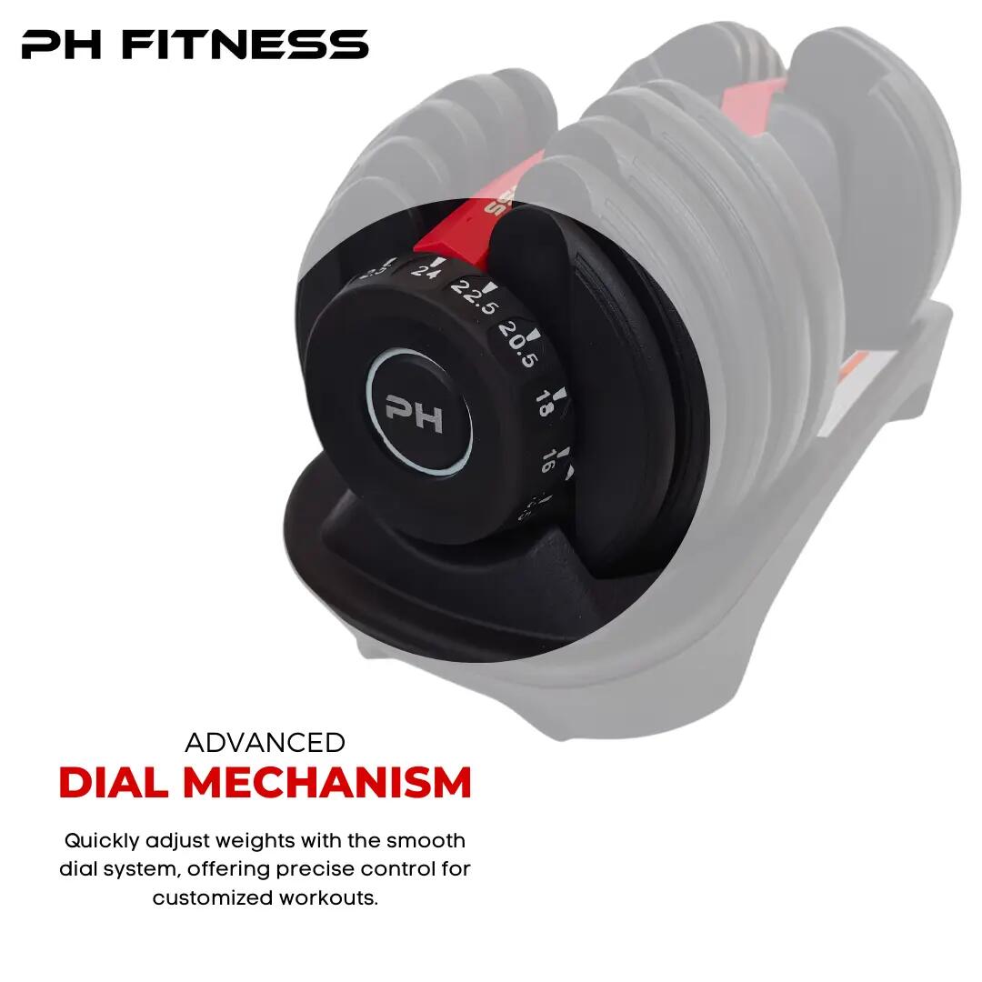 Manubri regolabili Smart set 2 × 24 kg | PH Fitness 5/9