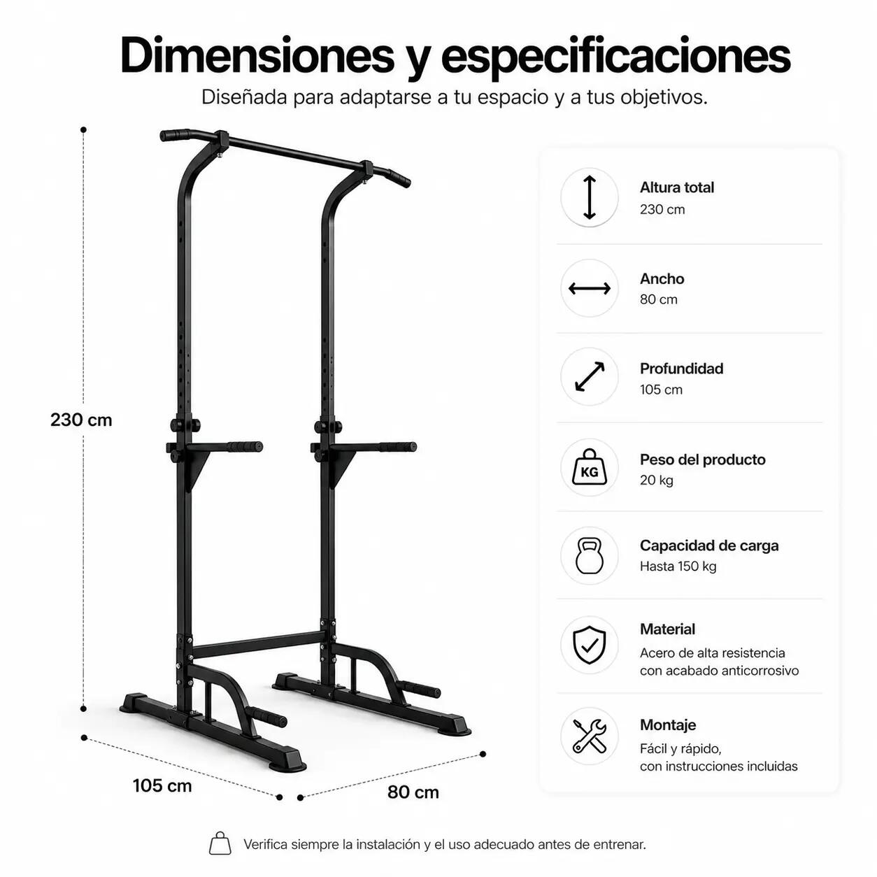 Barra de Trações Multifuncional com Estação VKR 150-230 cm 6/6