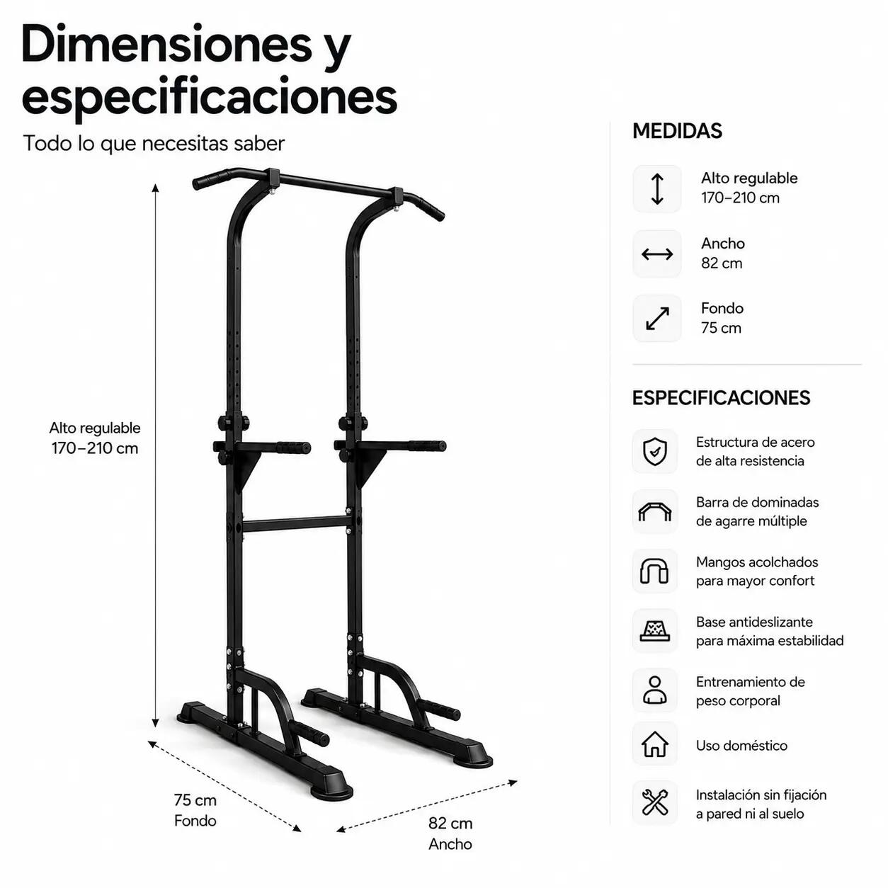 Torre per trazioni e dip multifunzione 170-210 cm 7/7
