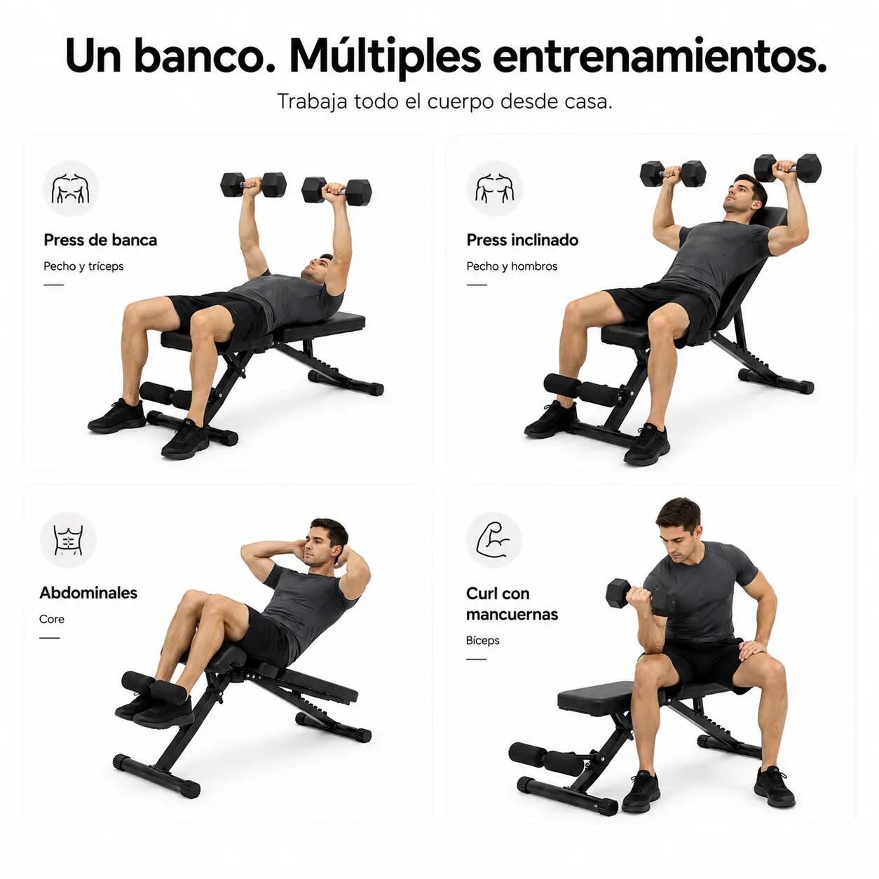Banc de musculation pliable dossier réglable 7 positions 5/7