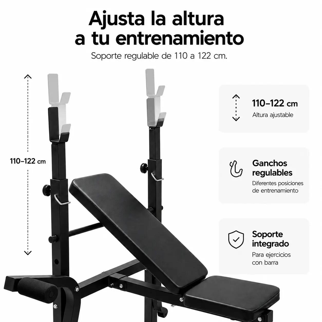 Banc de musculation avec support de barre réglable presse à banc 5/7