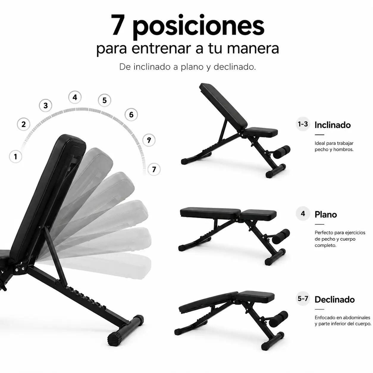 Banc de musculation pliable dossier réglable 7 positions 4/7