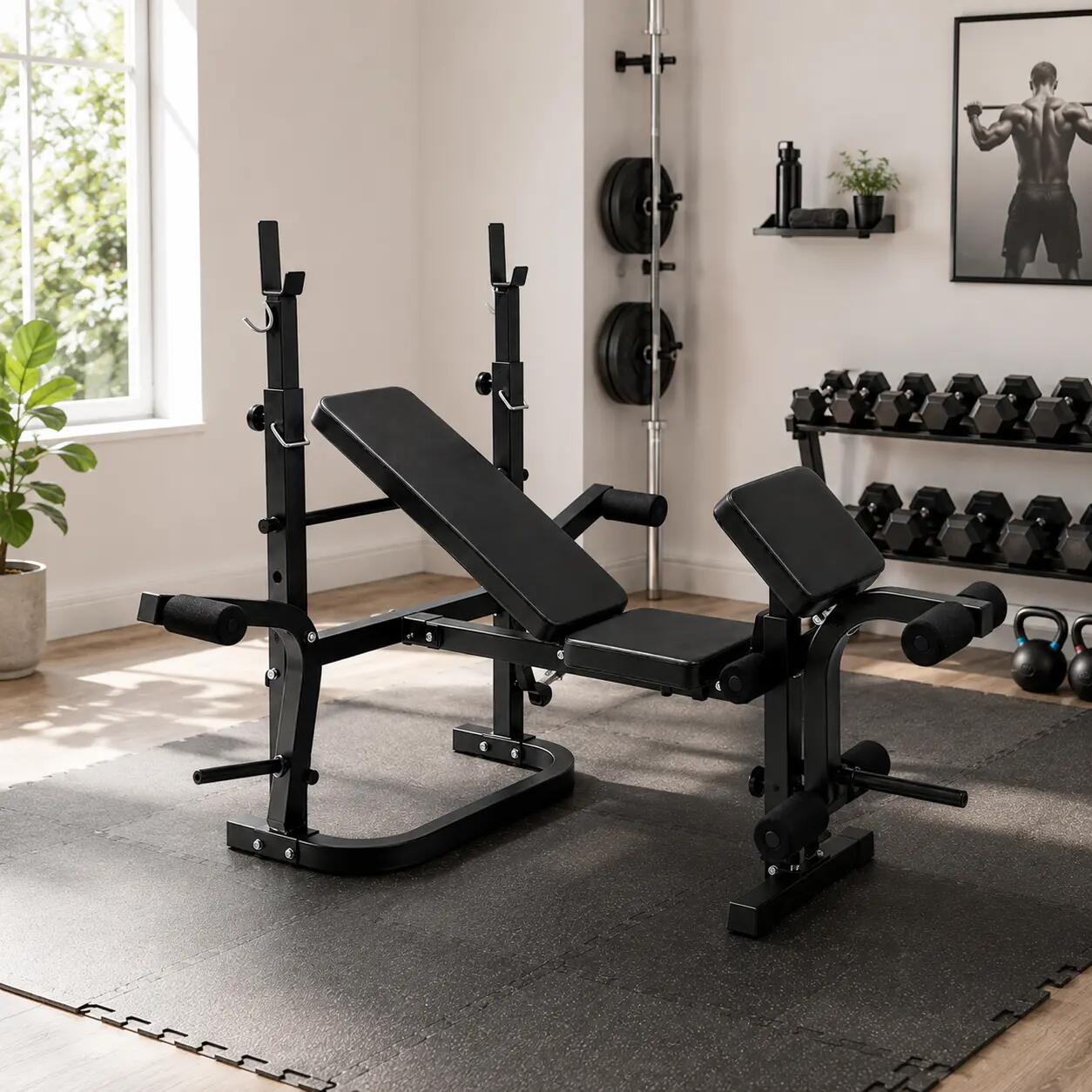 Banc de musculation avec support de barre réglable presse à banc 2/7