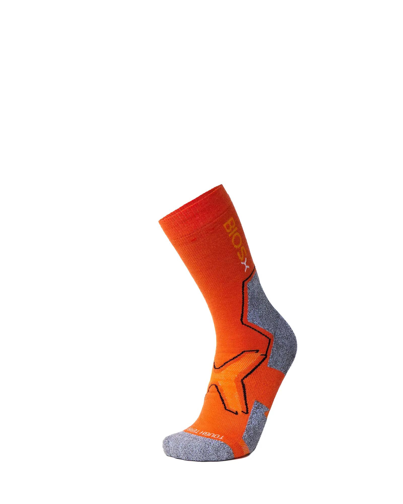 BIOSx Work Hiking Compression Socks Merino Wool Bamboo Neon Orange