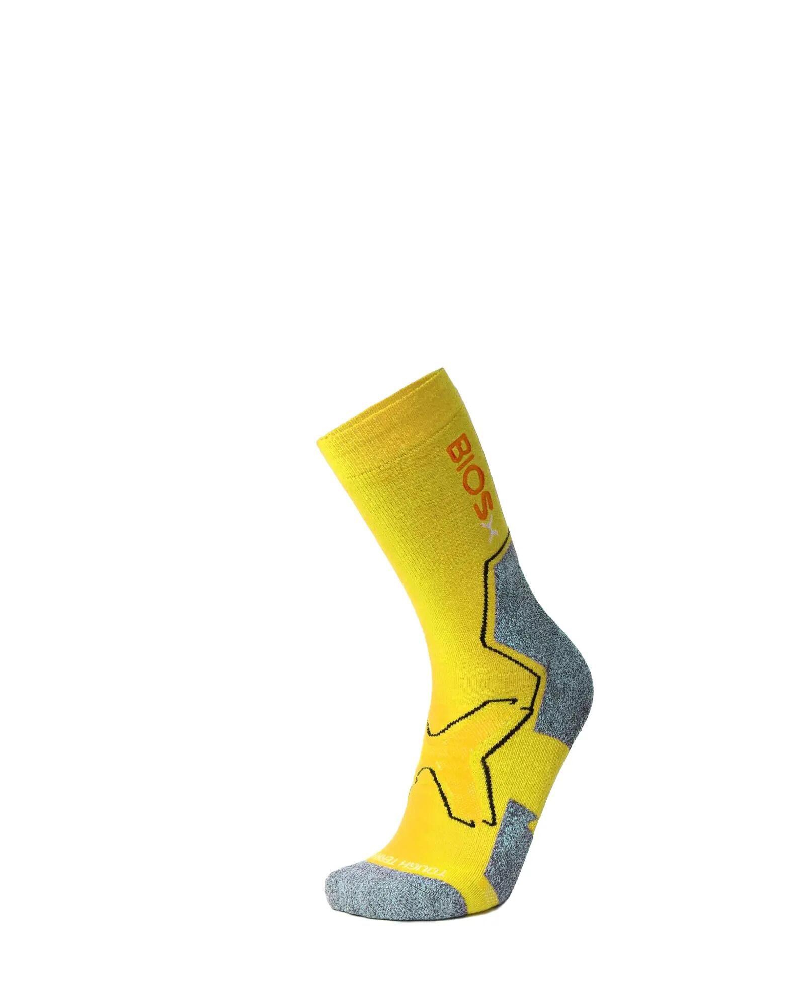 BIOSx Work Hiking Compression Socks Merino Wool Bamboo Neon Yellow